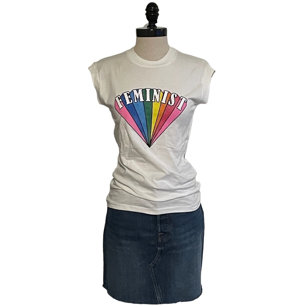 girl Dangerous Fitted Feminist Rainbow Muscle Tank Top - Size Small - NWOT
